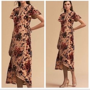 BHLDN Floral Midi Dress in Pink and Black
